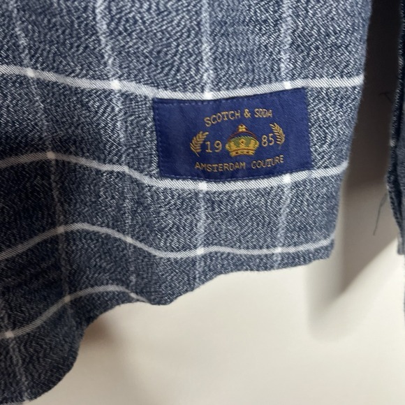 Scotch & Soda Windowpane Plaid Button Up Shirt Gray Mens Size XL Woven Cotton - Picture 4 of 6